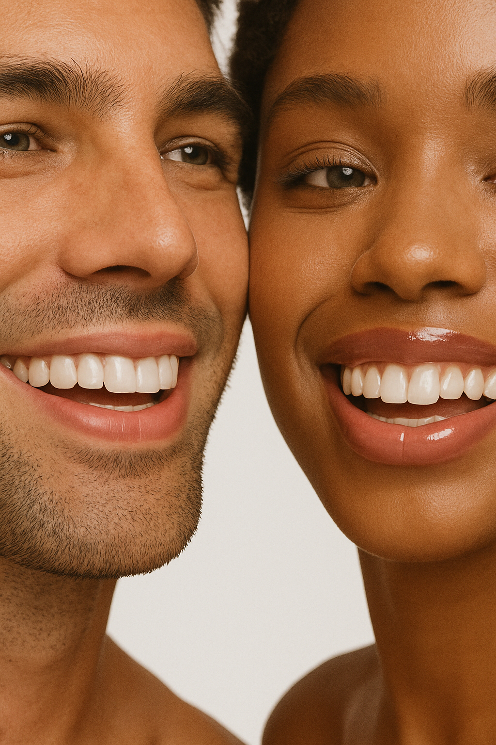 Beautiful couple showcasing perfect natural smiles from FORM DENTAL